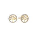 Sølvforgyldt ørestikker livets træ i cirkel med zirconia - 4,5 mm i diameter