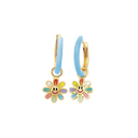 Sølvforgyldt knækcreol med smile blomst i forskellige  farver blyfri emalje som hænger.  Mål: creol 15 x 2 mm. Blomst 8,5