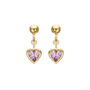 Sølvforgyldt ørehænger hjerte med pink zirconia
