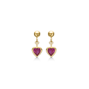 Sølvforgyldt ørehænger hjerte med rød syntetisk cubic zirconia.