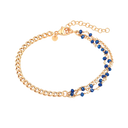 Sølvforgyldt armbånd af panzerkæde og en hvor der er 3 i en - 2 med mørkeblå zirconia Længde 17+ 4 cm