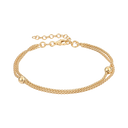 Sølvforgyldt armbånd 2 kæder med hver der kugle på som sidder forskudt Længde 17+ 4 cm