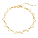 Sølvforgyldt armbånd hjerter Længde 17+4 cm