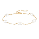 Sølvforgyldt armbånd med 5 ovale perler Længde 16+3 cm