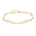 Sølv armbånd forgyldt perler med kæde Længde 16+3 cm