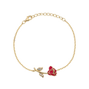 Sølvforgyldt armbånd rød rose med syntetiske cubic zirconia Længde 17 cm