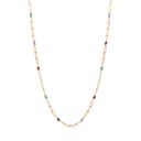 Sølvforgyldt collier rhodineret aflang oval med lukket oval kugle og en zirconia Længde 38 + 6 cm
