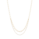 Sølvforgyldt collier 2 i en - en med ferskvandsperler og en af aflange led Længde 40+5 cm