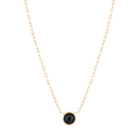 Sølvforgyldt collier med sort zirconia i ring Længde 40+5 cm