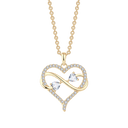 Sølvforgyldt halskæde hjerte med syntetiske cubic zirconia i kanten og evighedstegn i midten med 2 hjerter Mål 21 x 22 mm. Kæden er sølvforgyldt i længde 42-45 cm.