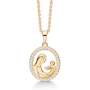 Sølv halskæde forgyldt oval mor/barn med zirconia - 23,5 x 15,2 x 3,1 mm Kæden er sølvforgyldt i længde 42-45 cm