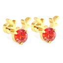 Stål forgyldt ørestikker rensdyr hoved med en syntetisk cubic zirconia i rød og dreje lås. (I stål, så ingen højre venstre) Mål: 9,6 x 9 mm.