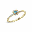 14kt. SOFIA ring med blå topas og 0,17ct. W-si
