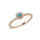 14kt. SOFIA ring med blå topas og 0,17ct. W-si