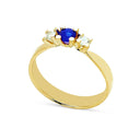 14kt. New Copenhagen ring med 2x0,04 ct.W/vs+ blå safir