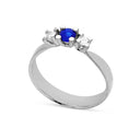 14kt. New Copenhagen ring med 2x0,04 ct.W/vs+ blå safir