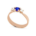 14kt. New Copenhagen ring med 2x0,04 ct.W/vs+ blå safir