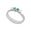 14kt. New Copenhagen ring med blå topas - pink safir +1x0,16 ct.W/vs