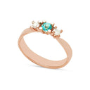 14kt. New Copenhagen ring med blå topas - pink safir +1x0,16 ct.W/vs