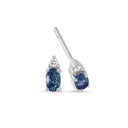 14kt PETIT øreringe med oval safir og 2 x 0,025ct. W-si
