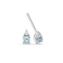 14kt PETIT øreringe med blå topas og 2 x 0,025ct. W-si