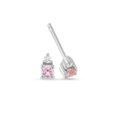 14kt PETIT øreringe med pink safir og 2 x 0,025ct. W-si