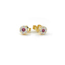 14kt. FLORA COLOR ørestikker med rubin og i alt 0,36ct. W-si