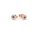 14kt. FLORA COLOR ørestikker med rubin og i alt 0,36ct. W-si