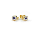 14kt. FLORA COLOR ørestikker med safir og i alt 0,36ct. w-si