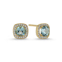 14kt. GRACE Øreringe med cushion-cut lyseblå topas 5mm + 0,20ct. W-si