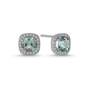 14kt. GRACE Øreringe med cushion-cut lyseblå topas 5mm + 0,20ct. W-si