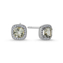 14kt. GRACE Øreringe med cushion-cut Grøn ametyst 5mm + 0,20ct. w-si