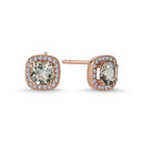 14kt. GRACE Øreringe med cushion-cut Grøn ametyst 5mm + 0,20ct. w-si