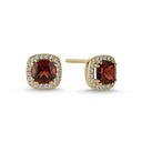 14kt. GRACE Øreringe med cushion-cut Granat 5mm + 0,20ct. W-si