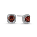 14kt. GRACE Øreringe med cushion-cut Granat 5mm + 0,20ct. W-si