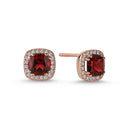 14kt. GRACE Øreringe med cushion-cut Granat 5mm + 0,20ct. W-si