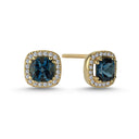 14kt. GRACE Øreringe med cushion-cut Londonblå topas 5mm + 0,20ct. W-si