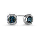 14kt. GRACE Øreringe med cushion-cut Londonblå topas 5mm + 0,20ct. W-si