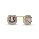 14kt. GRACE Øreringe med cushion-cut Pink ametyst 5mm + 0,20ct. W-si