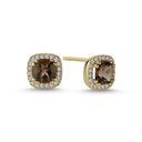 14kt. GRACE Øreringe med cushion-cut Røg topas 5mm + 0,20ct.W-si