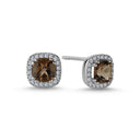 14kt. GRACE Øreringe med cushion-cut Røg topas 5mm + 0,20ct.W-si