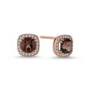 14kt. GRACE Øreringe med cushion-cut Røg topas 5mm + 0,20ct.W-si