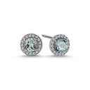 14kt GRACE Øreringe med rund lyseblå topas 5mm + 0,18ct. W-si