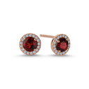 14kt GRACE Øreringe med rund Granat 5mm + 0,18ct. w-si