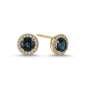 14kt. GRACE Øreringe med rund londonblå topas 5mm + 0,18ct. W-si