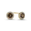 14kt. GRACE Øreringe med rund Røg topas 5 mm + 2 x 0,09ct. W-si