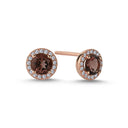 14kt. GRACE Øreringe med rund Røg topas 5 mm + 2 x 0,09ct. W-si