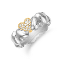 Vielsesring 14 kt. hvidguld - 2 farvet m. 2x0.004 ct. + 13x0.006 ct.
