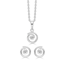 Sølv smykkesæt spiral med zirconia i midten Kæden er længde 42-45 cm