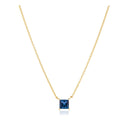 Halskæde Ellera Quadrato - 18 kt. forgyldt med blå zirconia